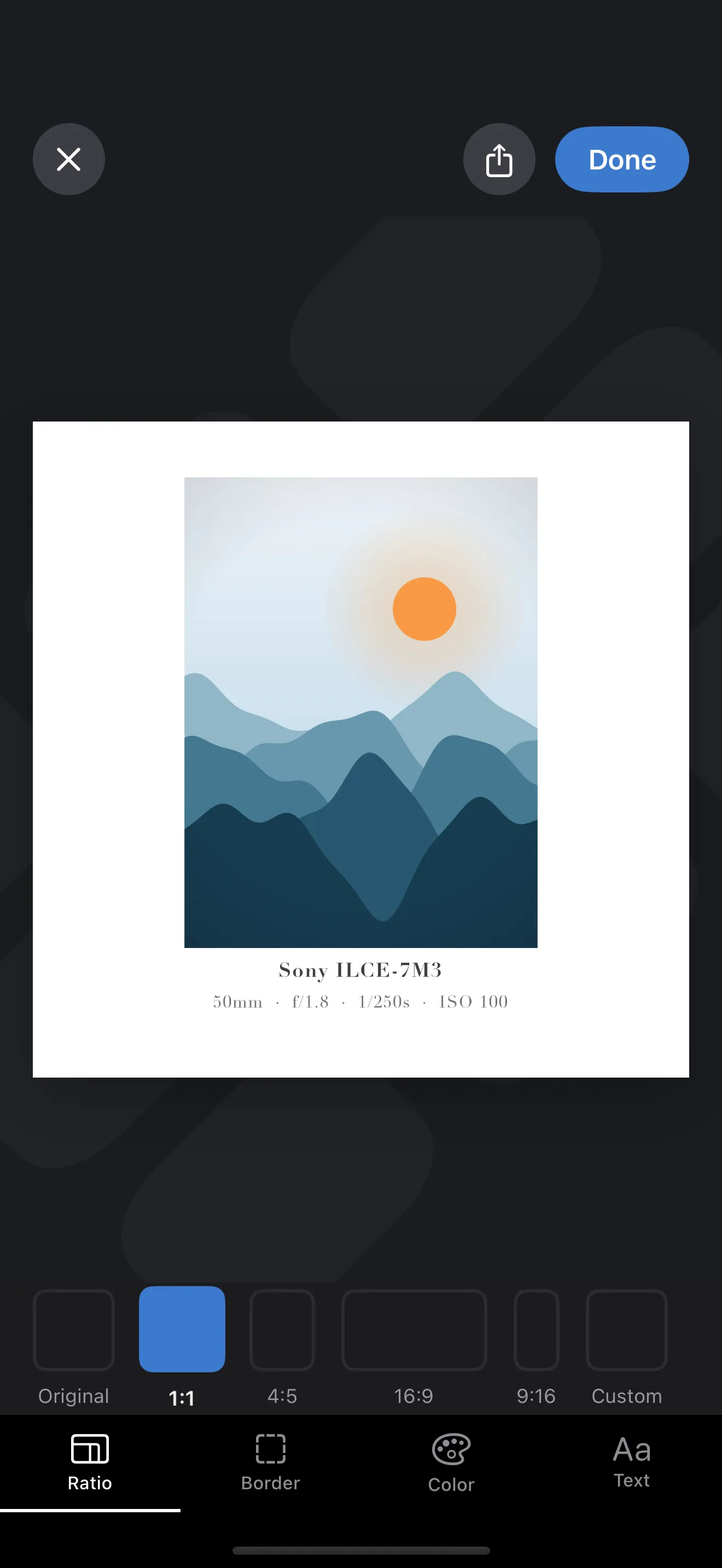 The same photo framed square, 1:1